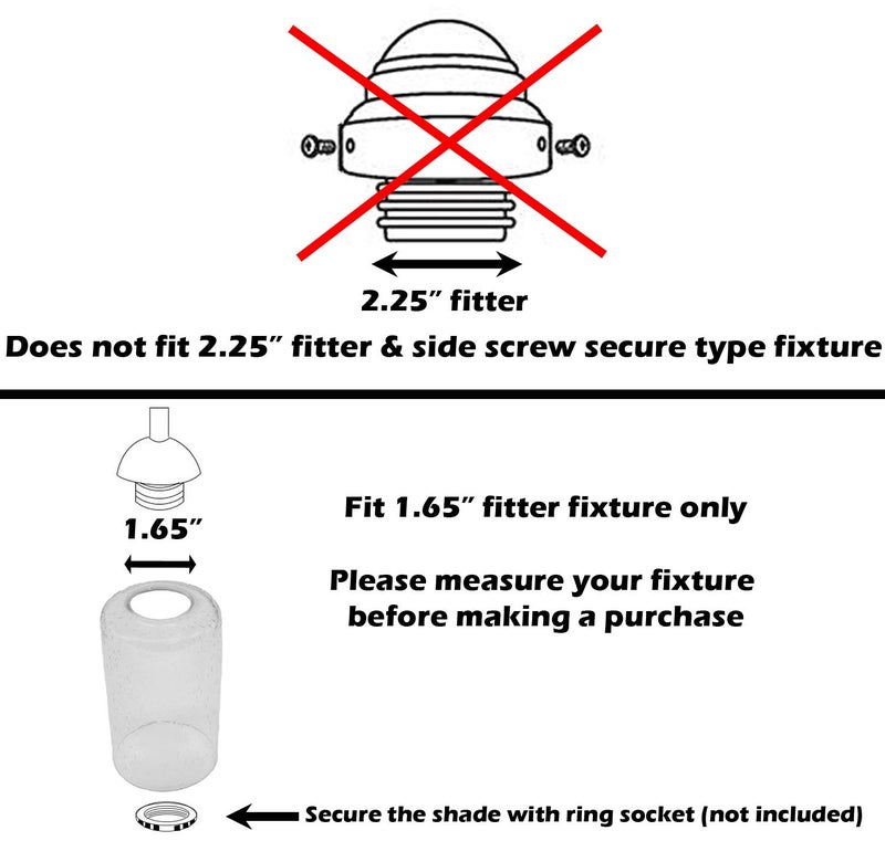 LEDUPDATES Bubble Seeded Glass Shade, LEDupdates 3 Packs Clear Cylinder for Light Fixture Glass replacement 1" 5/8 fitter - Image 2